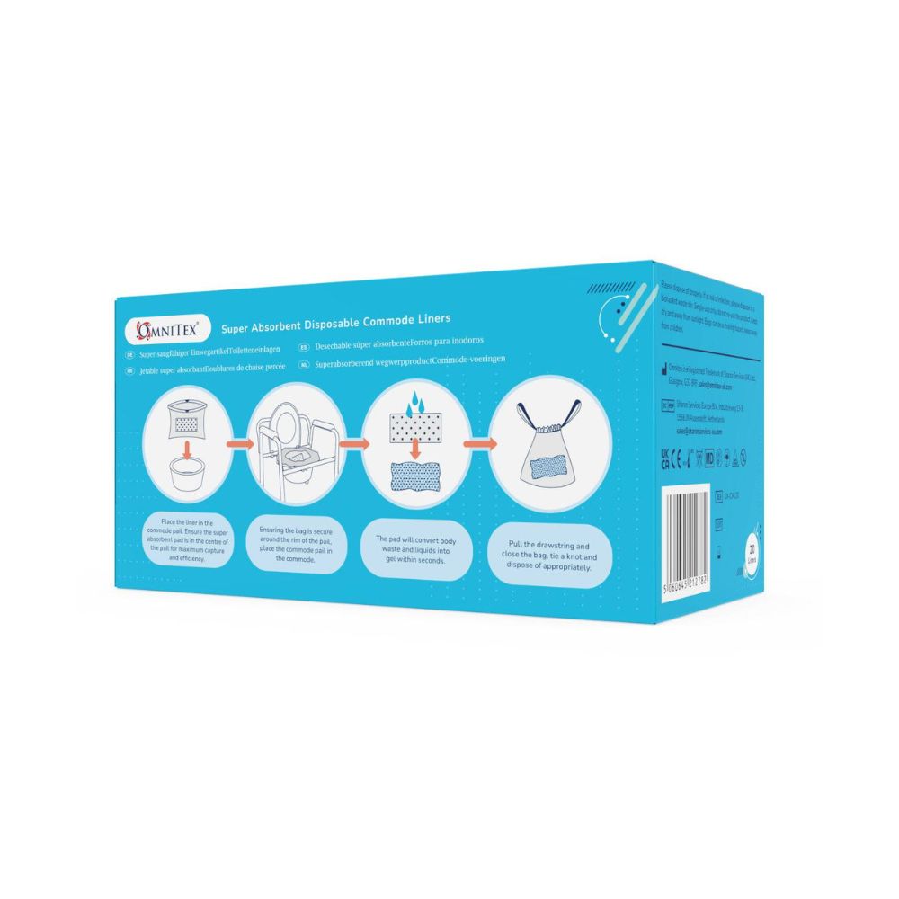 Omnitex 2500ml wegwerp commode/bedpanvoeringen, doos van 20