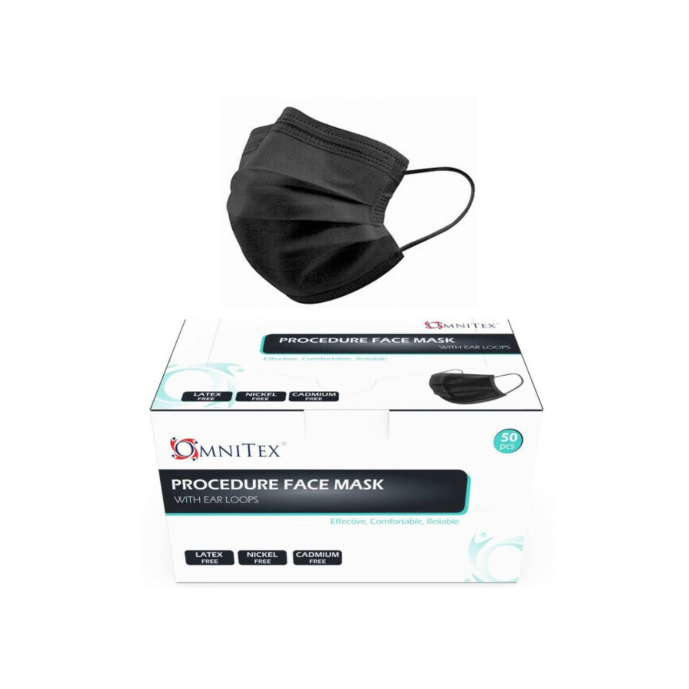 Typ IIR kirurgisk ansiktsmask x 50 (svart)