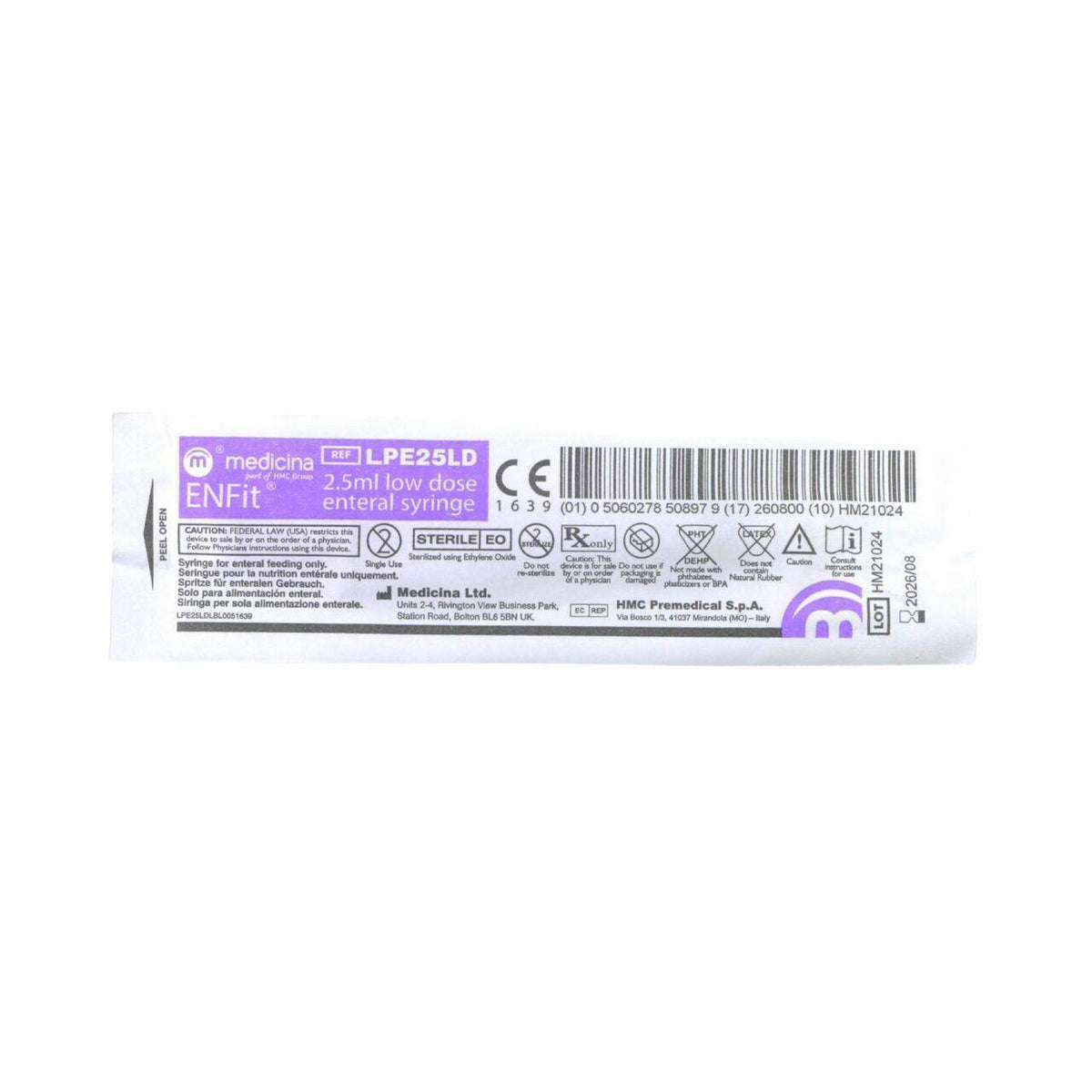 Medicina 2.5ml ENFIT Low Dose Medicina Syringe LPE25LD UKMEDI - UK Medical Supplies