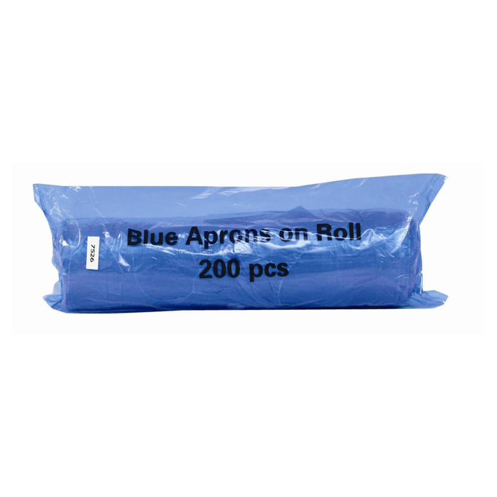 Delantales desechables premium azules en rollo, paquete de 200