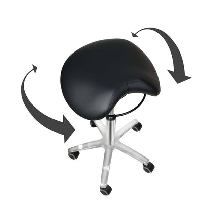 Black Saddle Stool with Swing Mechanism  - UKMEDI - UK MEDICAL SUPPLIES