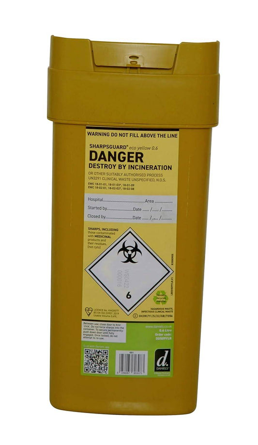 Coș pentru obiecte ascuțite Sharpsguard Yellow de 0,6 litri