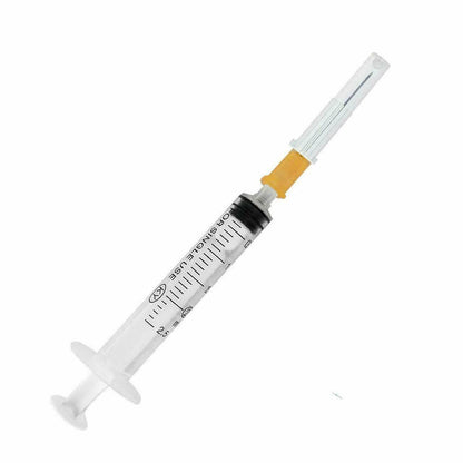 2ml/cc injekční stříkačka s oranžovou 25 gauge x 20