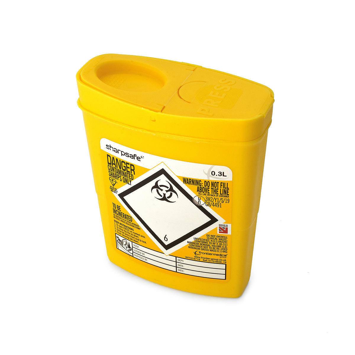 0,3 litri Sharpsafe Galben Coș pentru Deșeuri Periculoase
