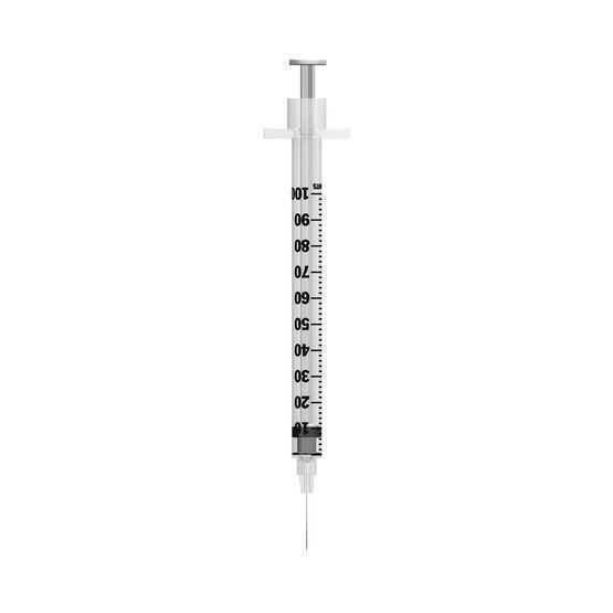 Syringe 1ml U100 with fine needle sterile single use