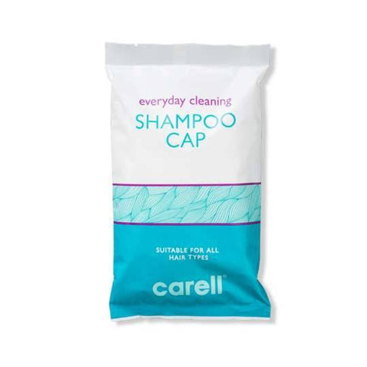 Packaging of Carell shampoo cap with blue and white design, indicating it is a product for everyday cleaning.