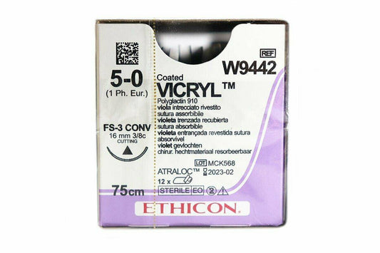 Aiguille de coupe de suture Mersilk 16 mm 75 cm Violet 5-0 1 simple