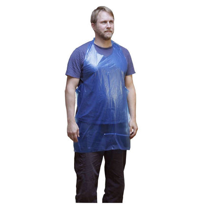 Delantales desechables premium azules en rollo, paquete de 200