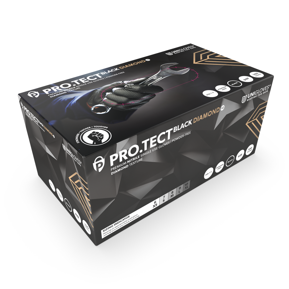 Krabice nitrilových rukavic PRO.TECT Black Diamond HD se 100 ks