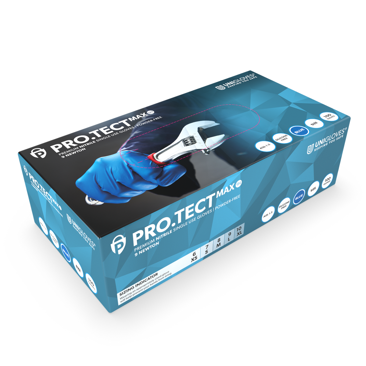Mănuși PRO.TECT Max 9N Nitriile Albastre Cutie de 100 extra rezistente