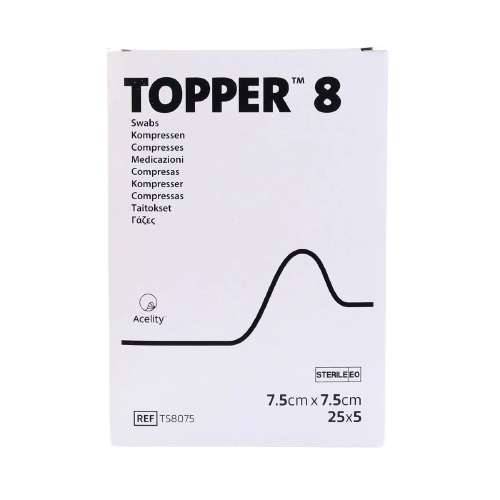 7,5 cm x 7,5 cm Topper 8 12 straturi tampoane nesterile Pachet de 125 J&J