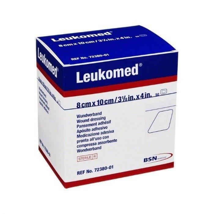 8 cm x 10 cm Leukomed T Plus läpinäkyvä kalvosidos haavatyynyllä