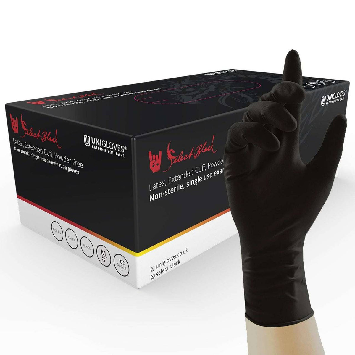 Rękawice Unigloves Select Black Latex z długim mankietem