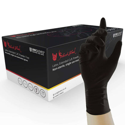 Rękawice Unigloves Select Black Latex z długim mankietem