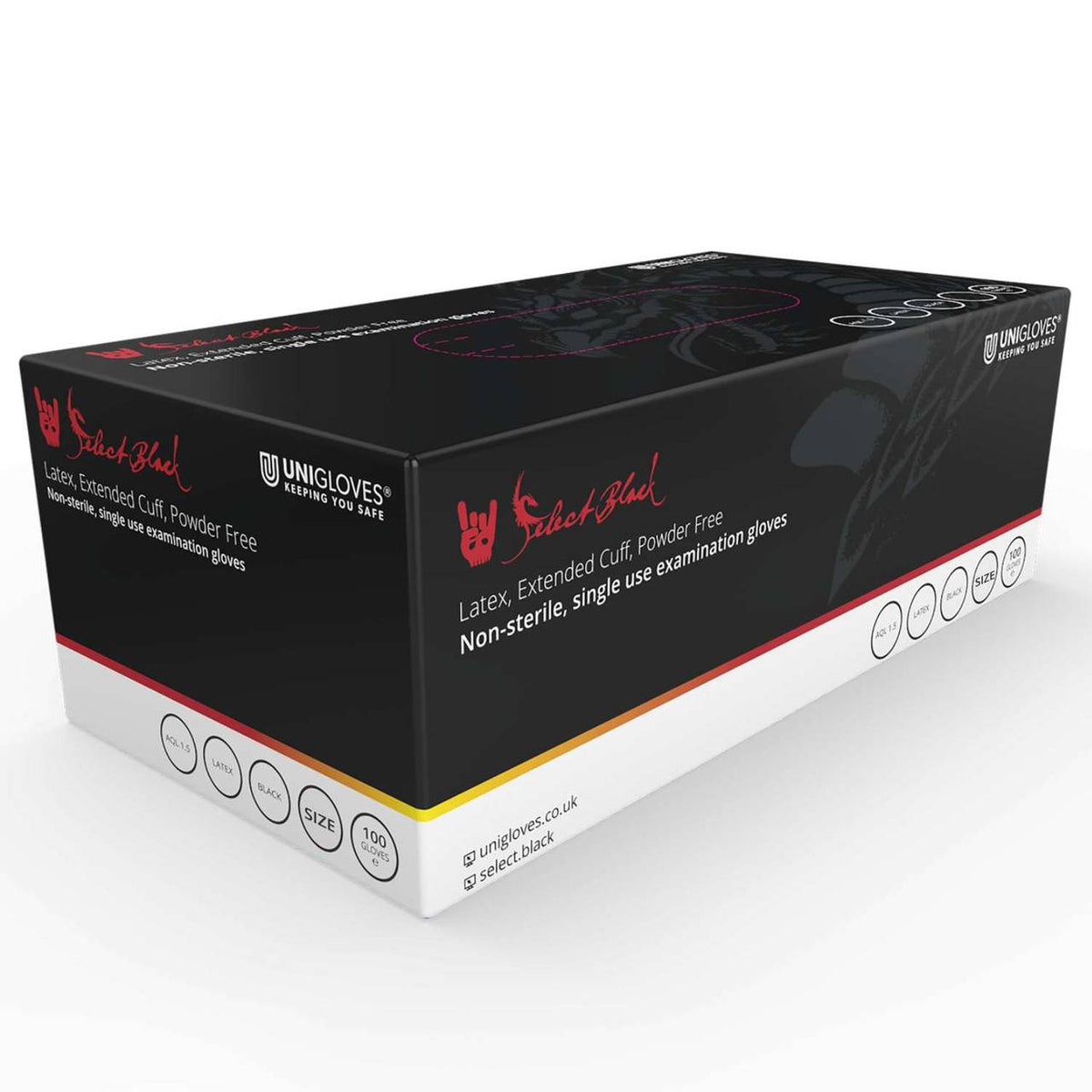 Rękawice Unigloves Select Black Latex z długim mankietem