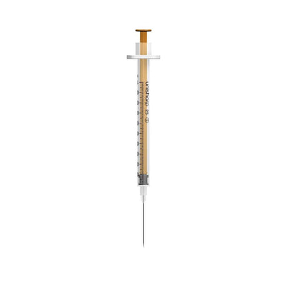 1ml 25g 25mm 1 inch Unisharp fixed orange needle syringe u100